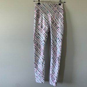 White Leggings with Pink, Black, and Blue pattern